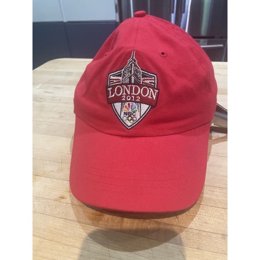 Vtg Nike London 2012 Olympics Hat Cap Baseball Strap Back One Size Red NBC Mens